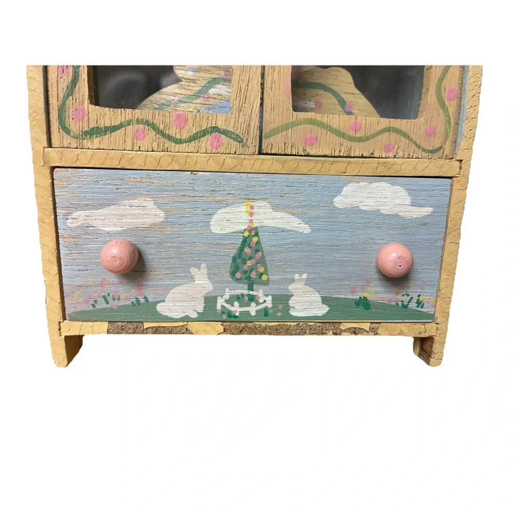 Russ Berrie Dollhouse Hutch Easter Display Cabinet 9x5x2